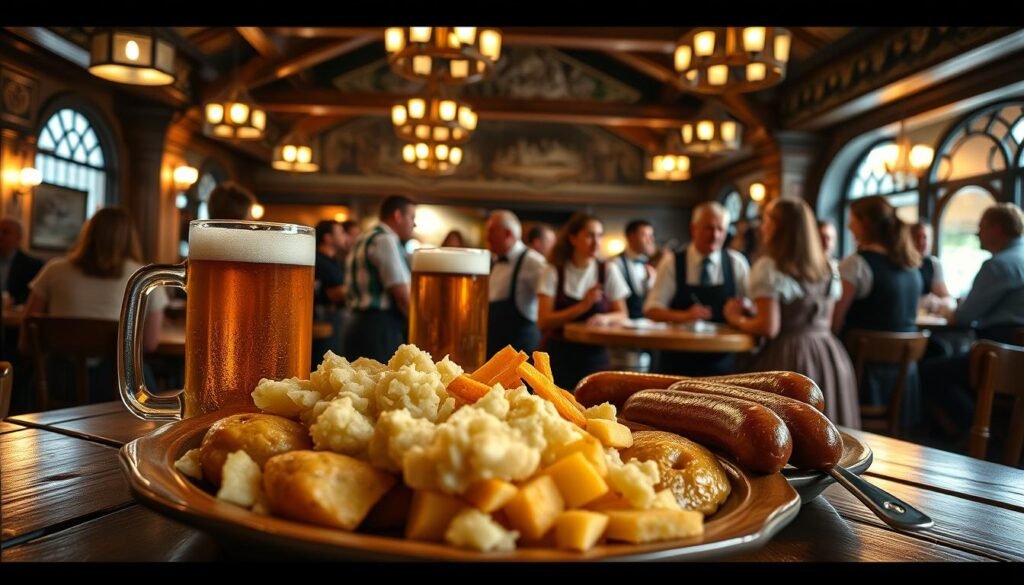 Traditional bavarian cuisine served in beer halls